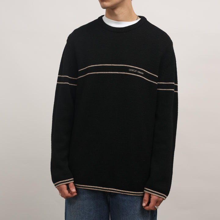 Giorgio Armani Crewneck Jumper - XL Black Wool Blend