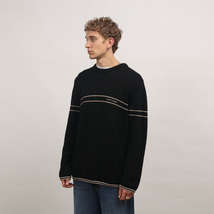Giorgio Armani Crewneck Jumper - XL Black Wool Blend