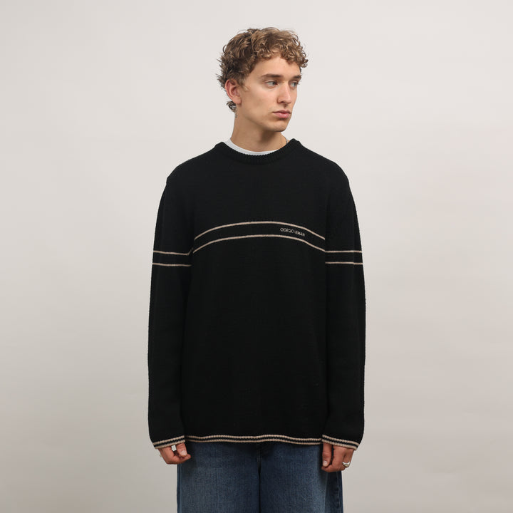 Giorgio Armani Crewneck Jumper - XL Black Wool Blend
