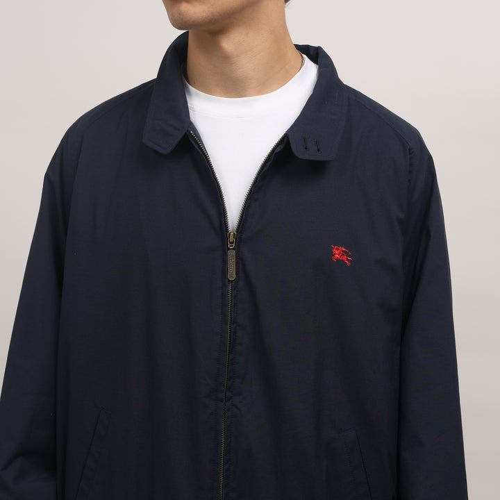Burberry's Harrington Jacket - XL Navy Blue Cotton Blend