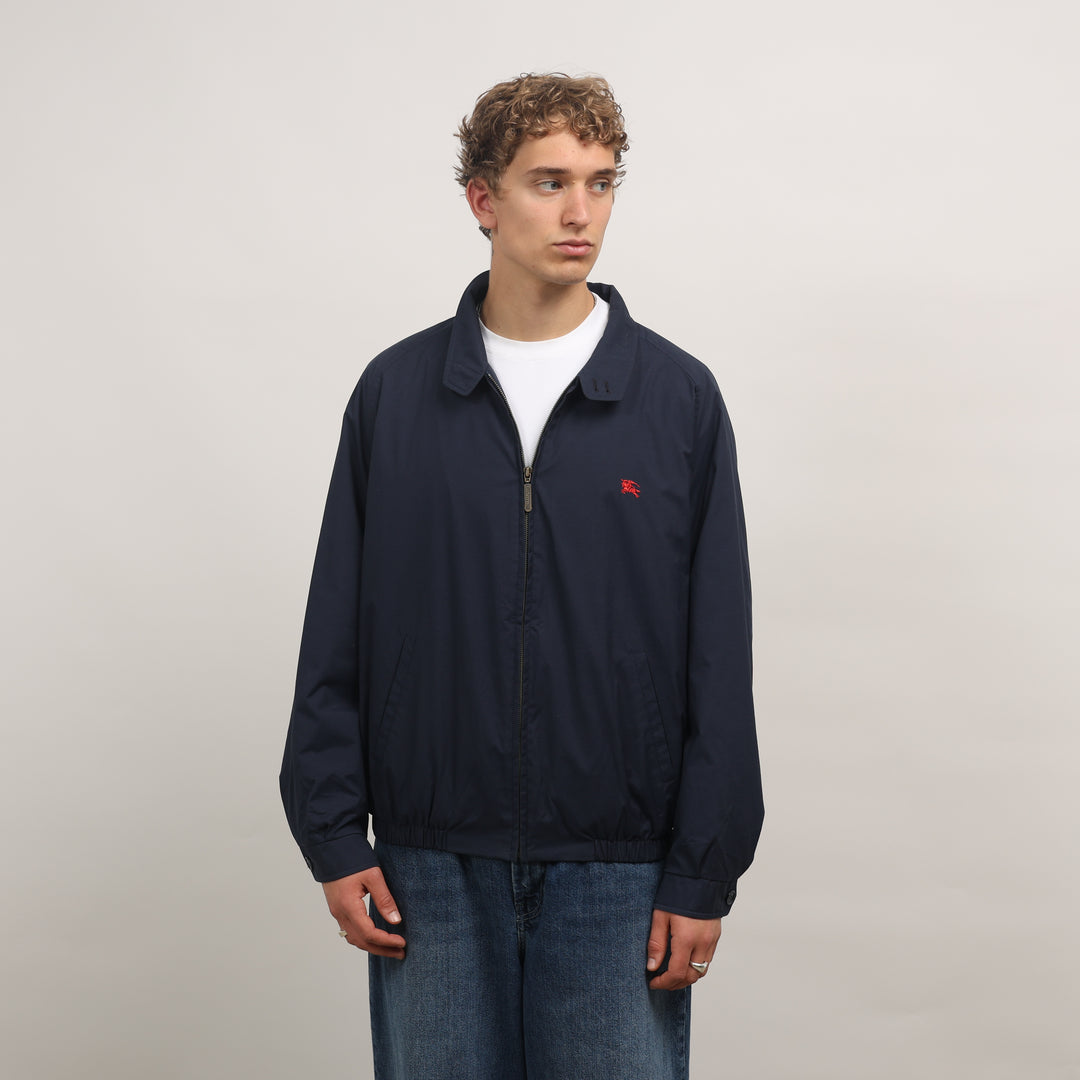 Burberry's Harrington Jacket - XL Navy Blue Cotton Blend