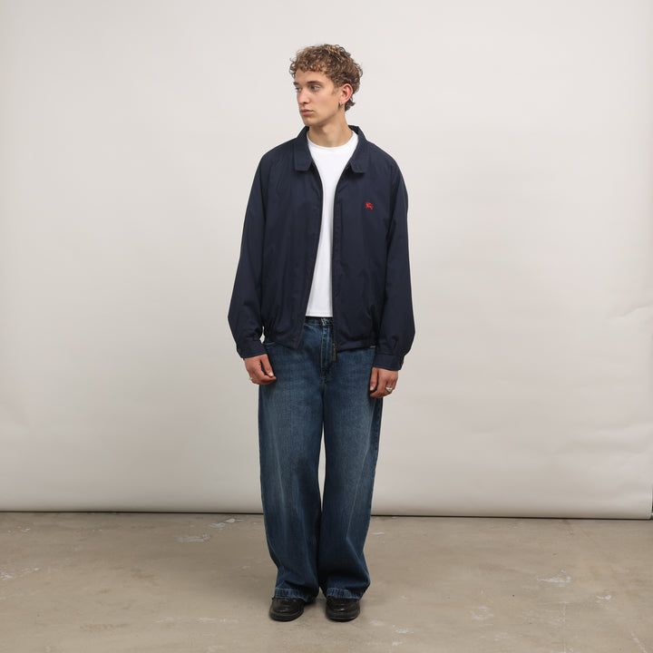 Burberry's Harrington Jacket - XL Navy Blue Cotton Blend