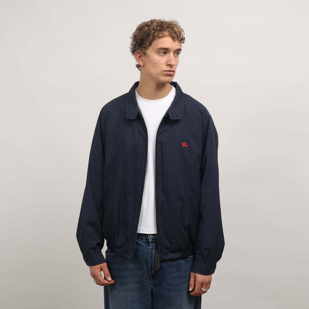 Burberry's Harrington Jacket - XL Navy Blue Cotton Blend