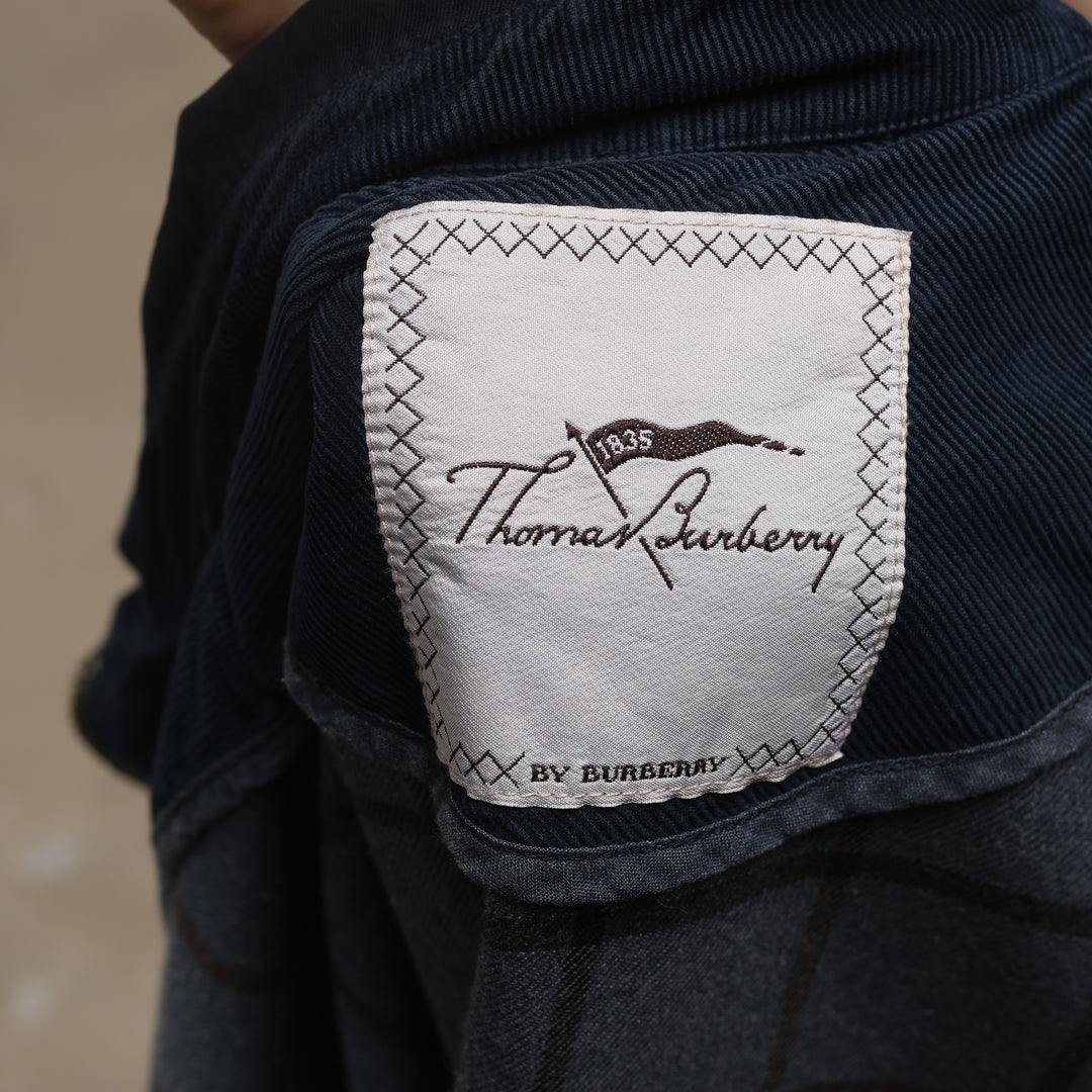 Thomas Burberry Harrington Jacket - XL Navy Blue Cotton