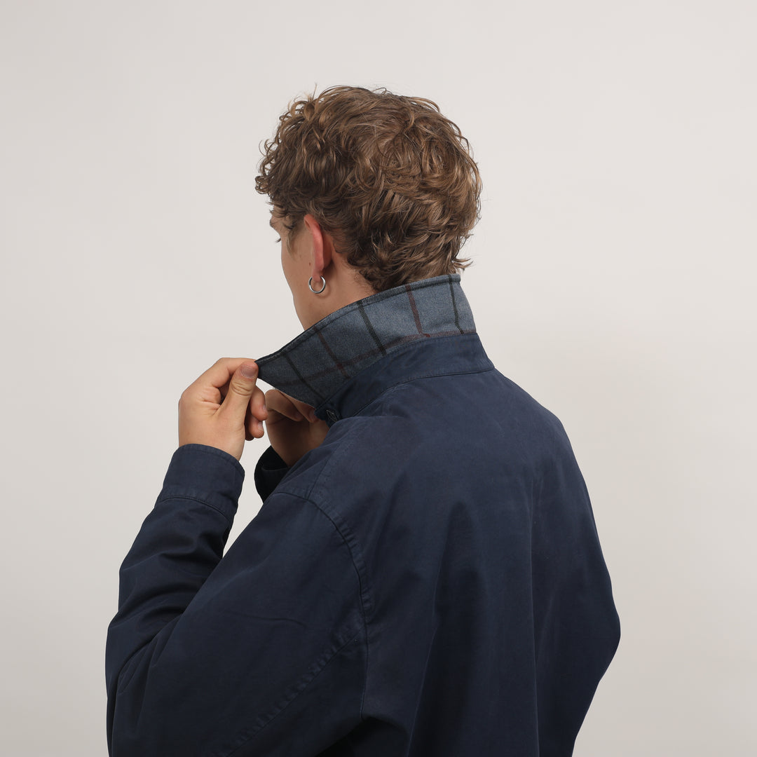 Thomas Burberry Harrington Jacket - XL Navy Blue Cotton