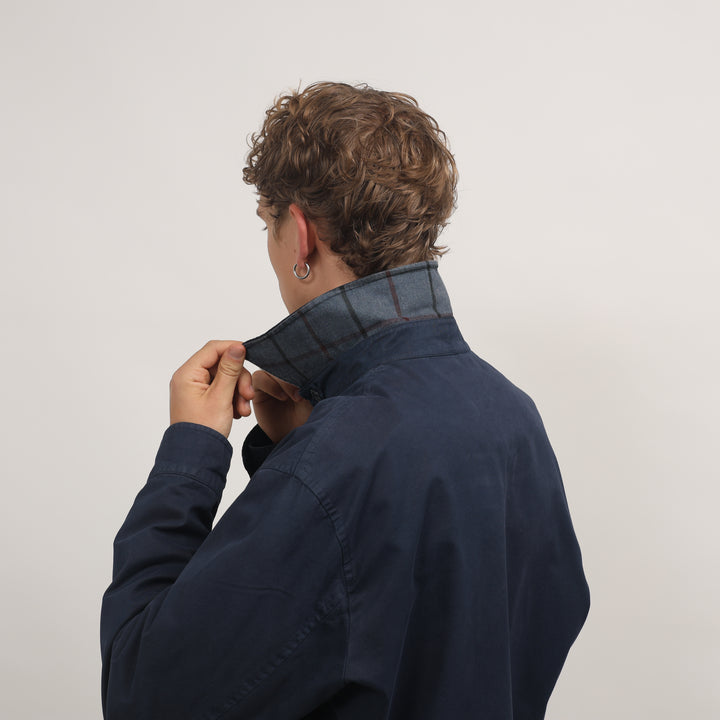 Thomas Burberry Harrington Jacket - XL Navy Blue Cotton