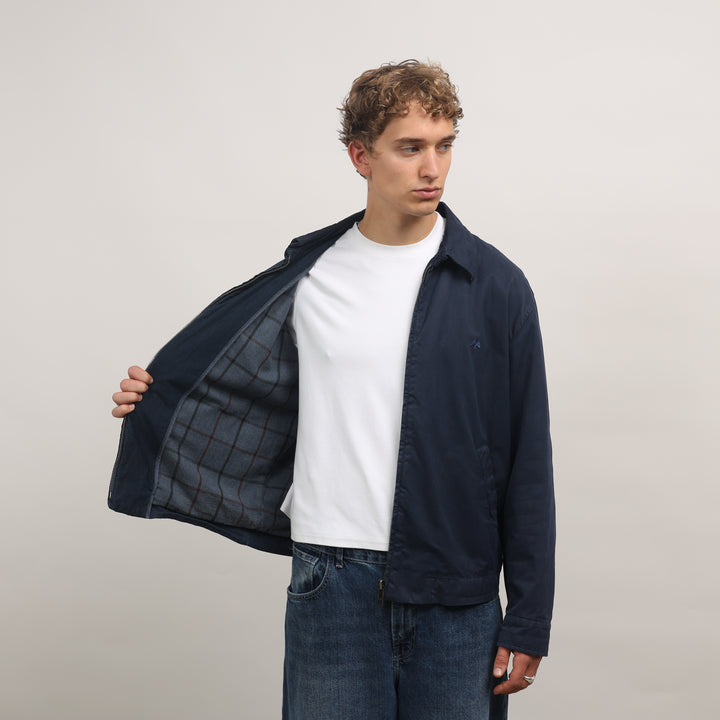 Thomas Burberry Harrington Jacket - XL Navy Blue Cotton
