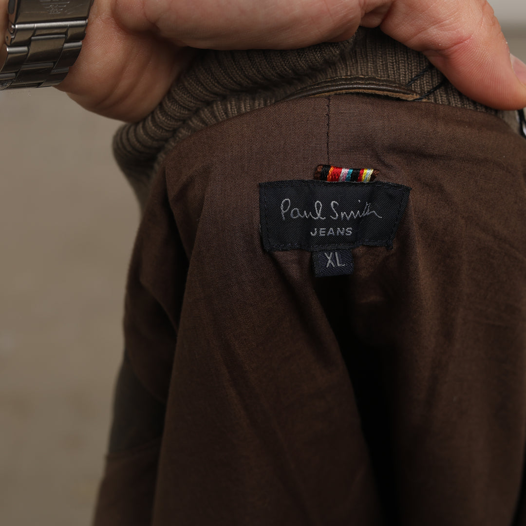 Paul Smith Leather Bomber Jacket - XL Brown Leather