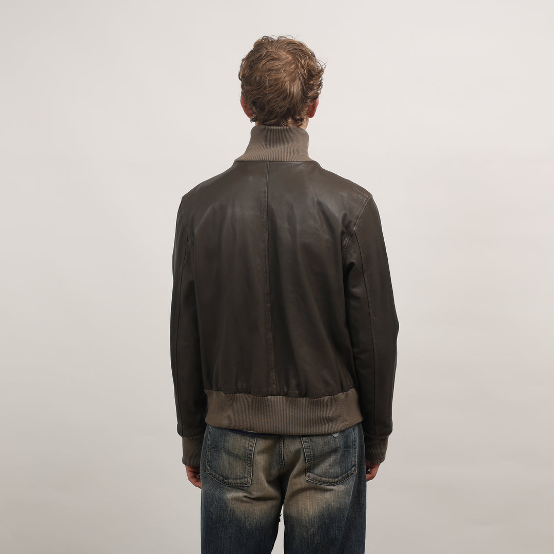 Paul Smith Leather Bomber Jacket - XL Brown Leather