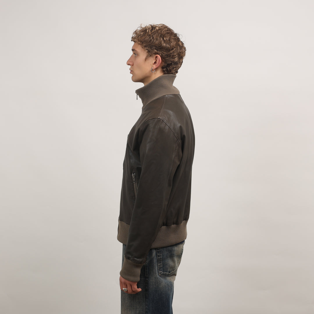 Paul Smith Leather Bomber Jacket - XL Brown Leather