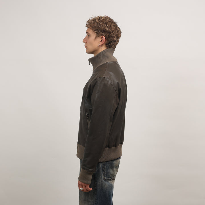 Paul Smith Leather Bomber Jacket - XL Brown Leather