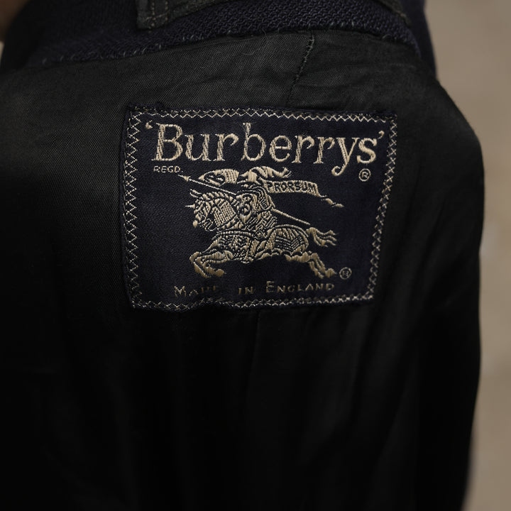 Burberry's Overcoat - Medium Navy Blue Wool