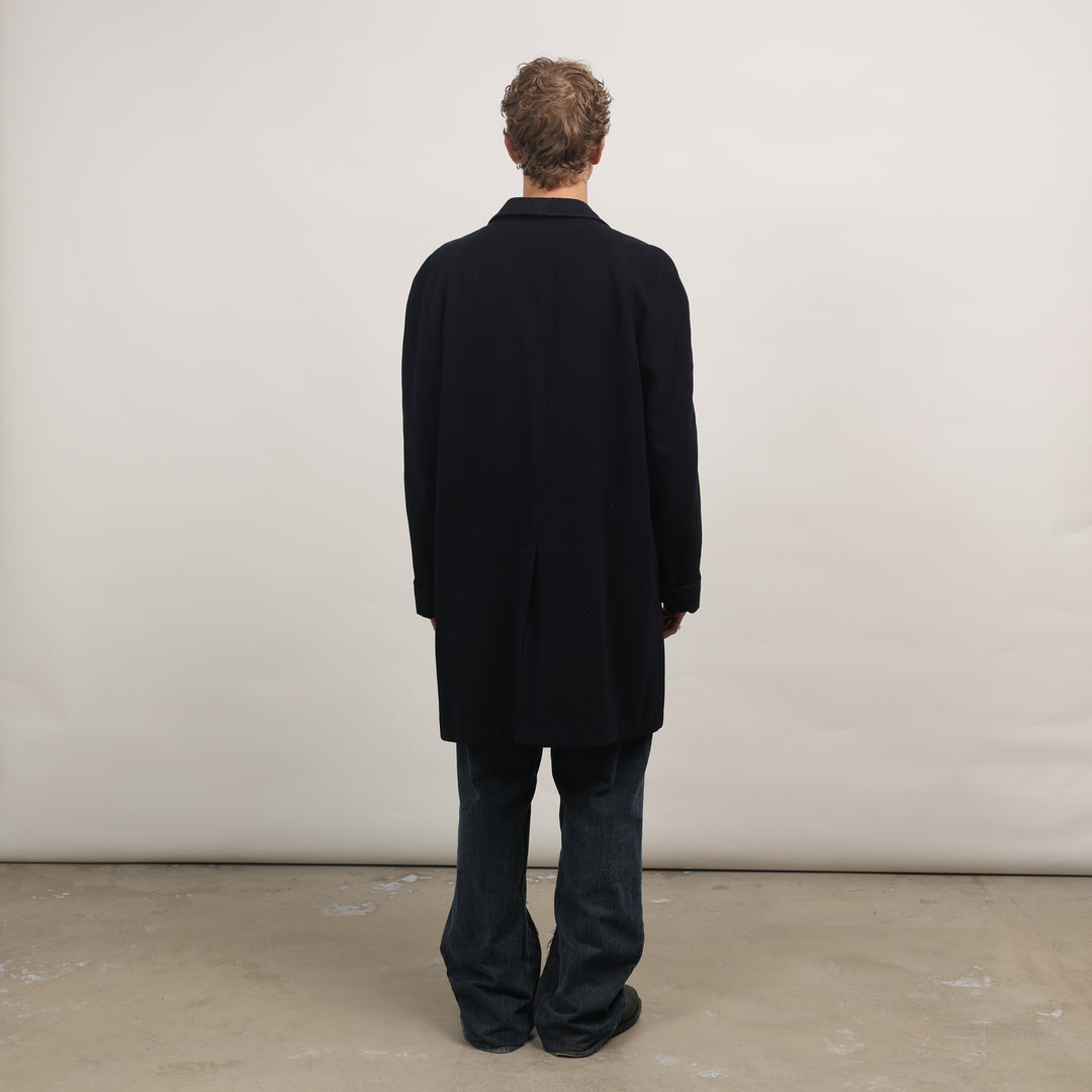 Burberry's Overcoat - Medium Navy Blue Wool