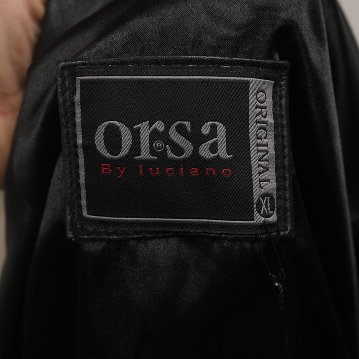 90's Leather Bomber Jacket - XL Black Leather