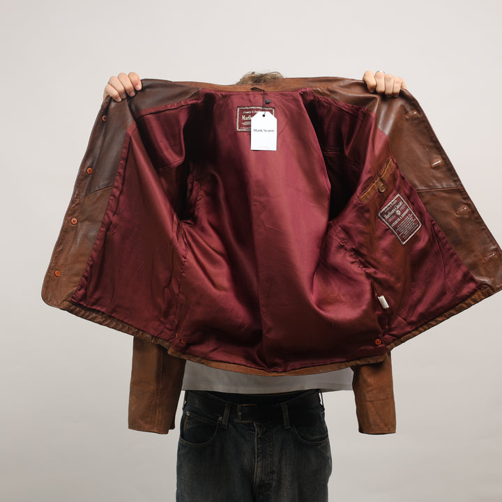 Marlboro Leather Field Jacket - Large Brown Leather