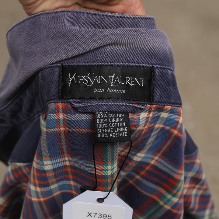 Yves Saint Laurent (YSL) Harrington Jacket - Large Navy Blue Cotton