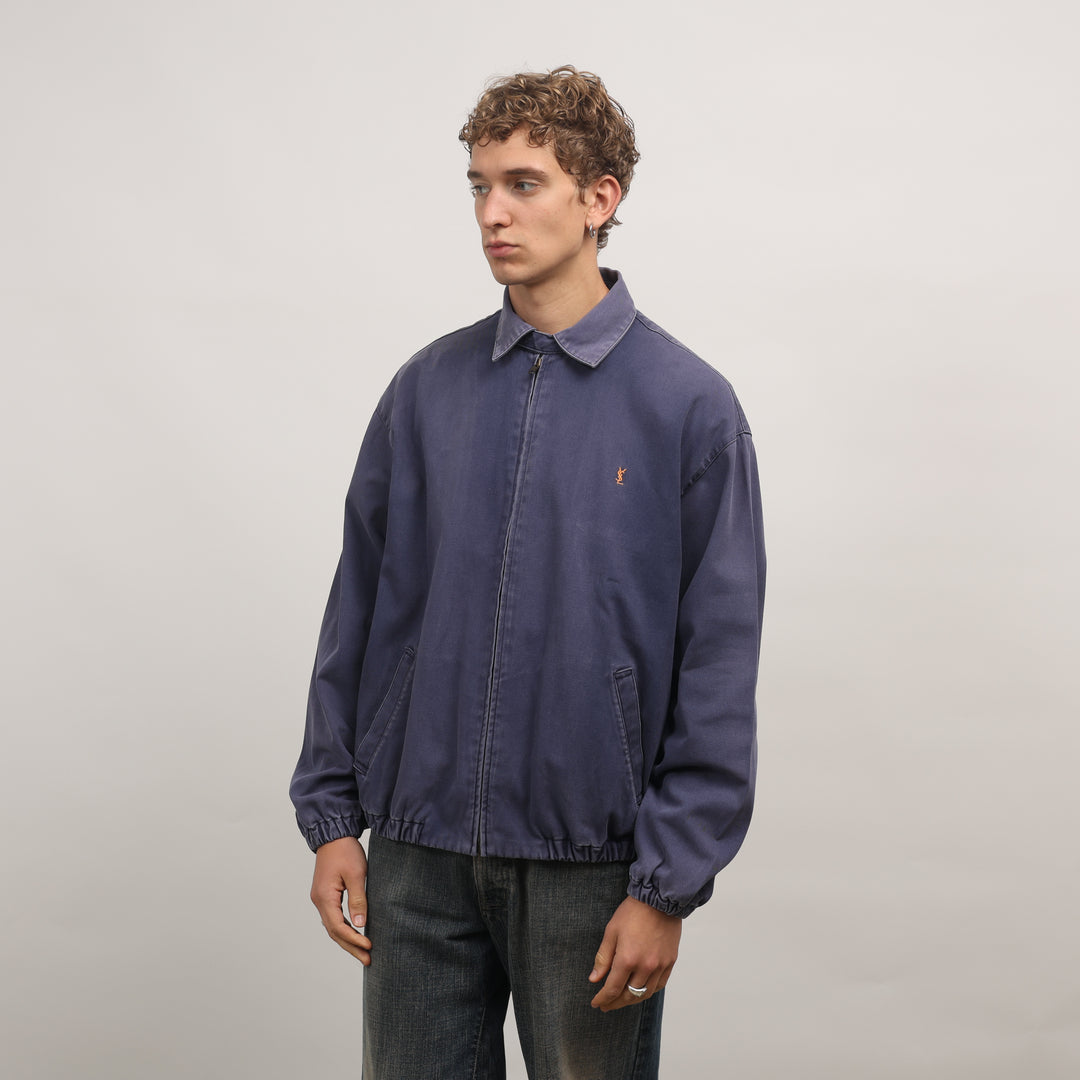 Yves Saint Laurent (YSL) Harrington Jacket - Large Navy Blue Cotton