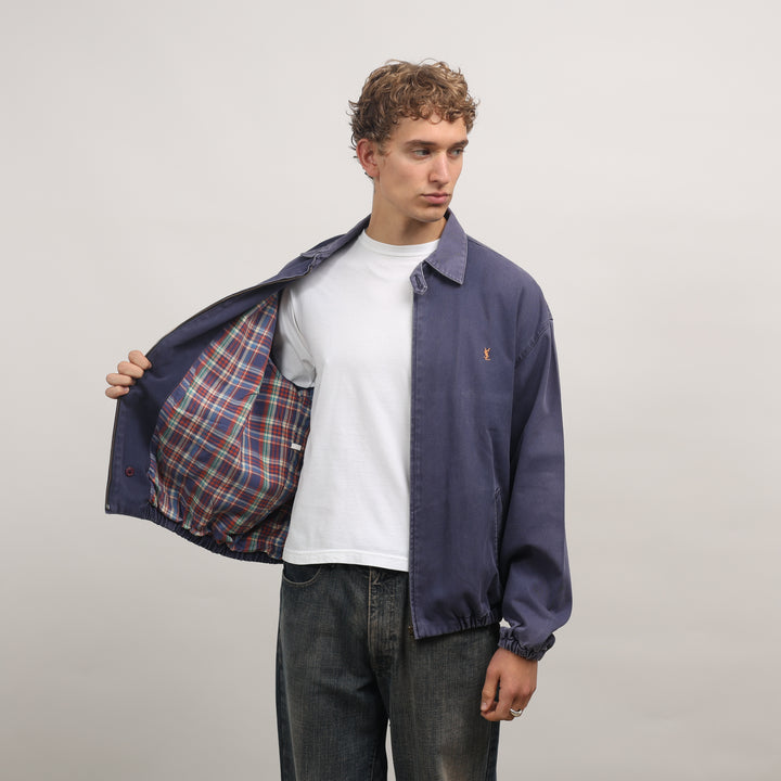 Yves Saint Laurent (YSL) Harrington Jacket - Large Navy Blue Cotton