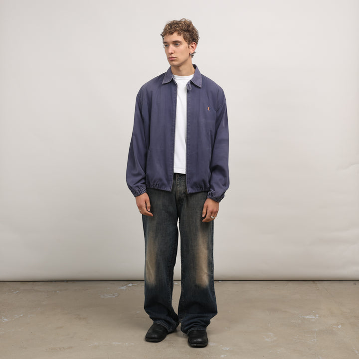 Yves Saint Laurent (YSL) Harrington Jacket - Large Navy Blue Cotton