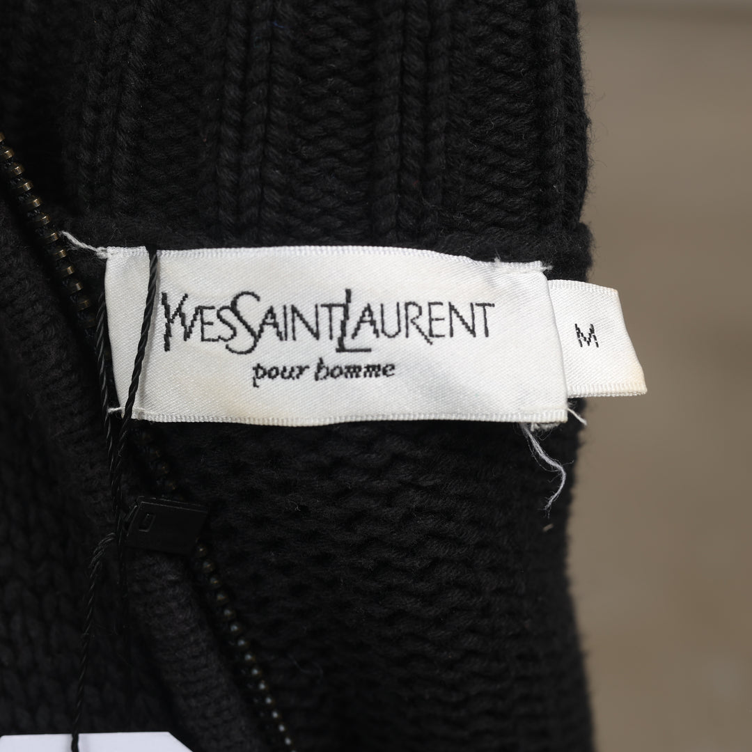 Yves Saint Laurent (YSL) Full-zip Jumper - Medium Black Cotton