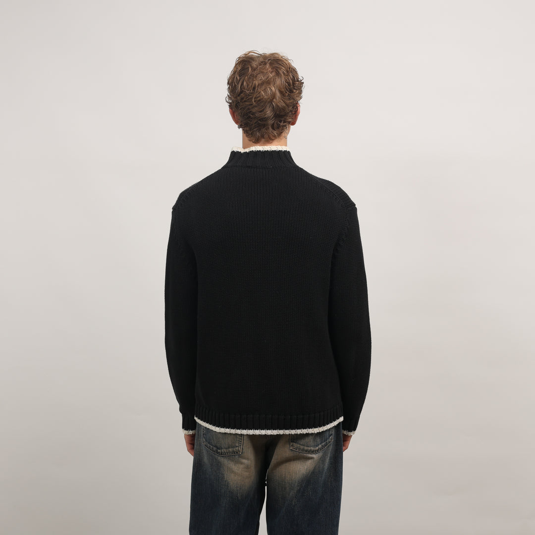 Yves Saint Laurent (YSL) Full-zip Jumper - Medium Black Cotton