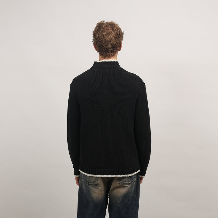 Yves Saint Laurent (YSL) Full-zip Jumper - Medium Black Cotton