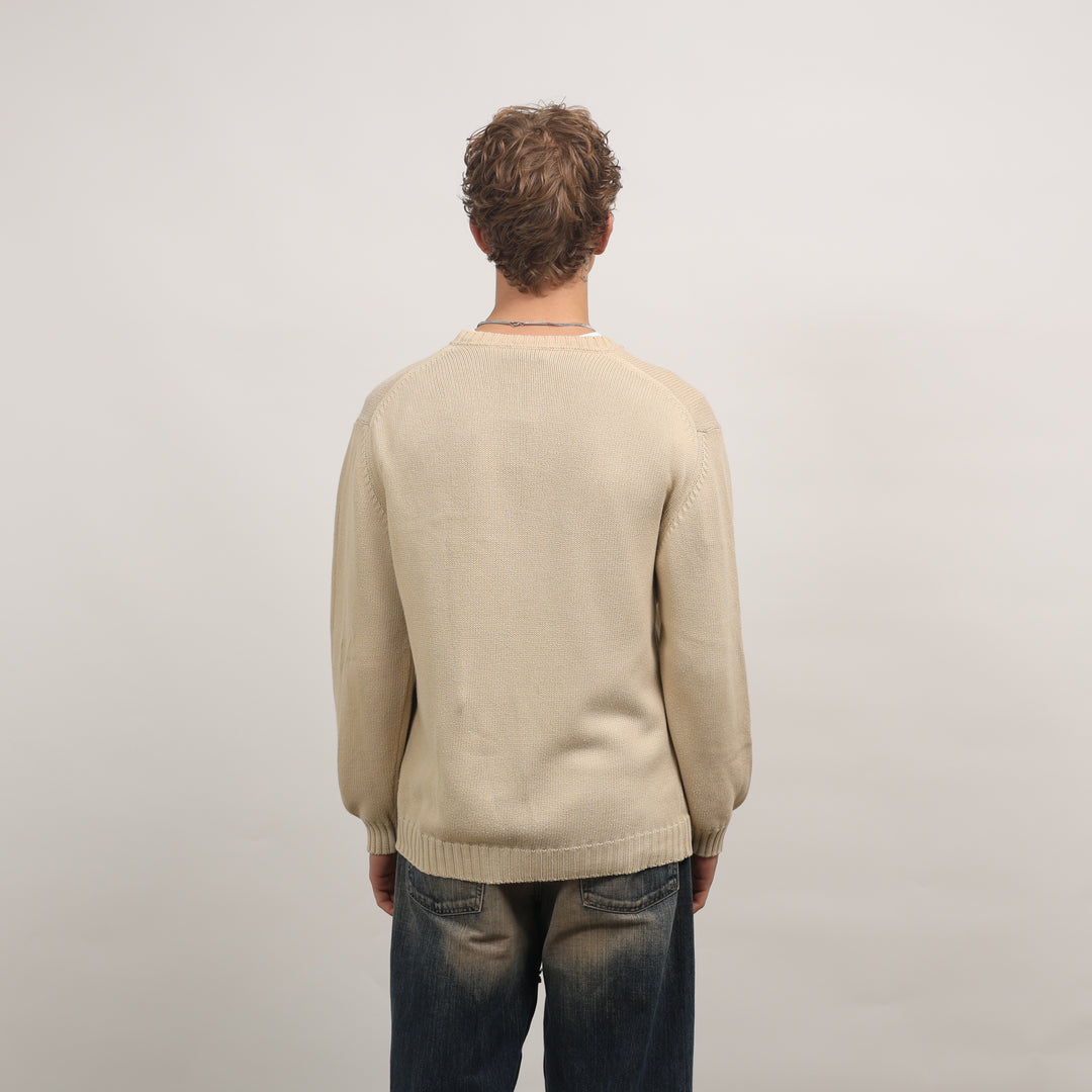Yves Saint Laurent (YSL) Crewneck Jumper - Medium Beige Cotton