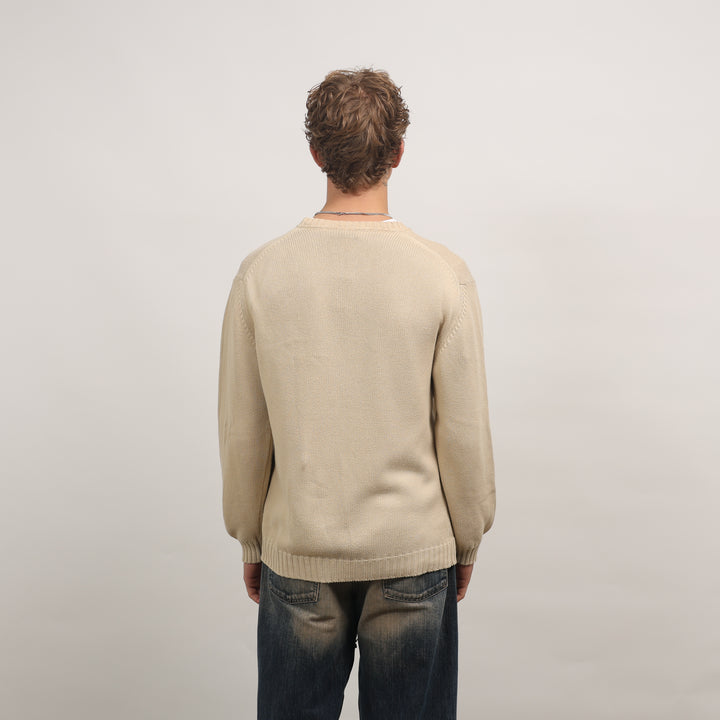 Yves Saint Laurent (YSL) Crewneck Jumper - Medium Beige Cotton
