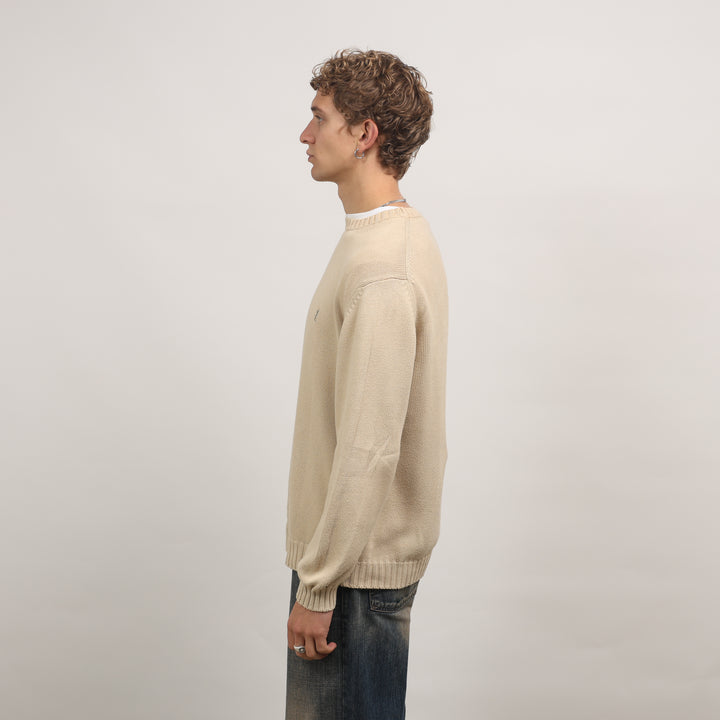 Yves Saint Laurent (YSL) Crewneck Jumper - Medium Beige Cotton