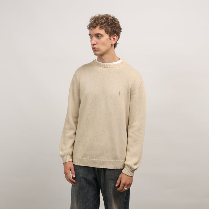 Yves Saint Laurent (YSL) Crewneck Jumper - Medium Beige Cotton