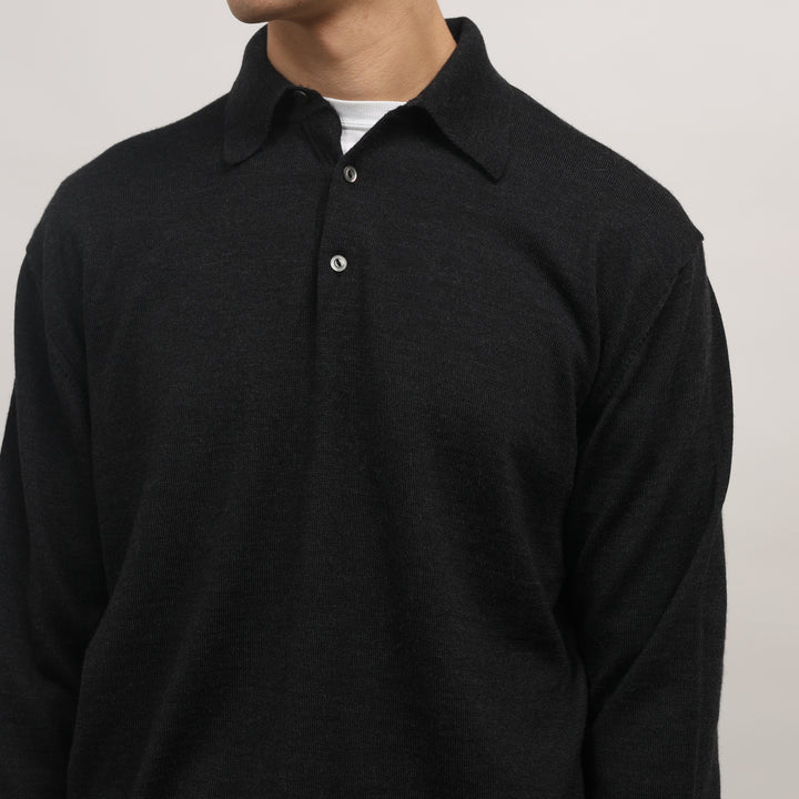Hugo Boss Rugby Jumper - Large Black Wool