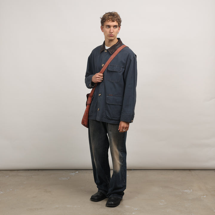 Marlboro Field Jacket - Large Navy Blue Cotton