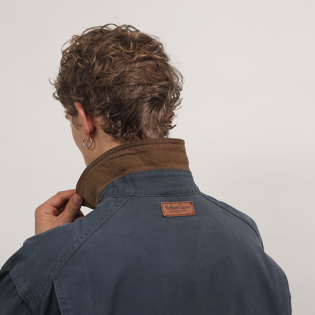 Marlboro Field Jacket - Large Navy Blue Cotton