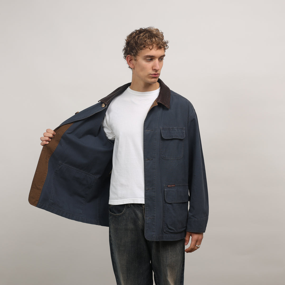 Marlboro Field Jacket - Large Navy Blue Cotton