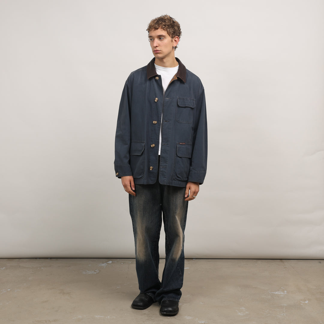 Marlboro Field Jacket - Large Navy Blue Cotton