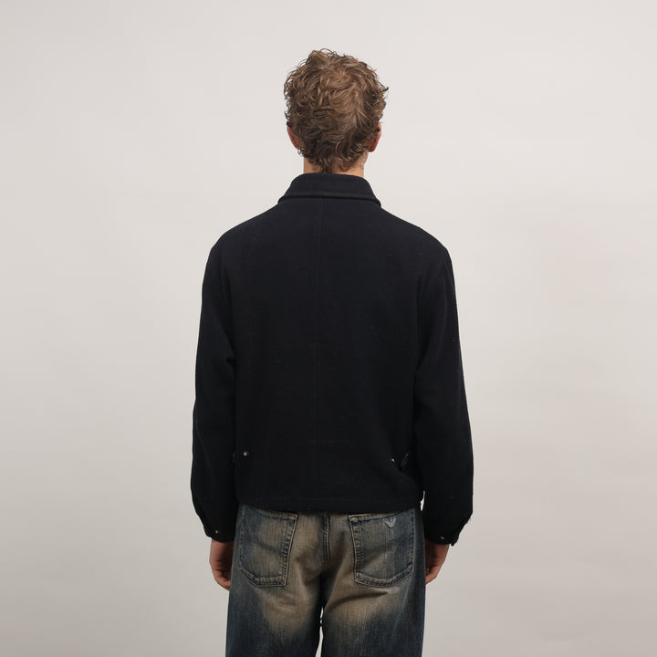 Thomas Burberry Bomber Jacket - Small Navy Blue Wool