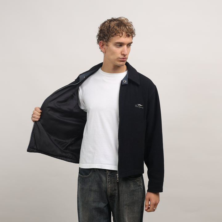 Thomas Burberry Bomber Jacket - Small Navy Blue Wool