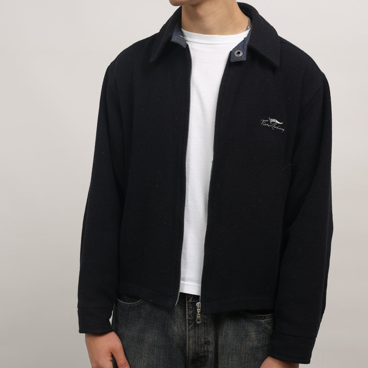 Thomas Burberry Bomber Jacket - Small Navy Blue Wool