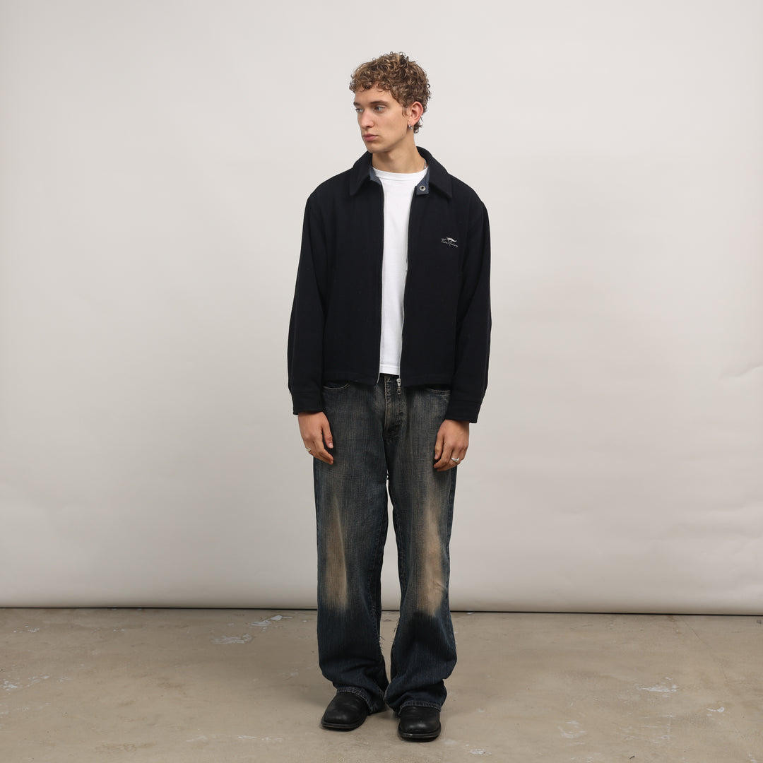 Thomas Burberry Bomber Jacket - Small Navy Blue Wool