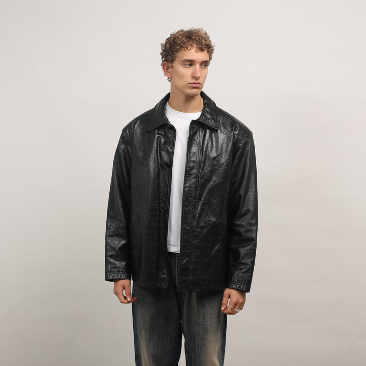Ciro Citterio Leather Field Jacket - Large Black Leather