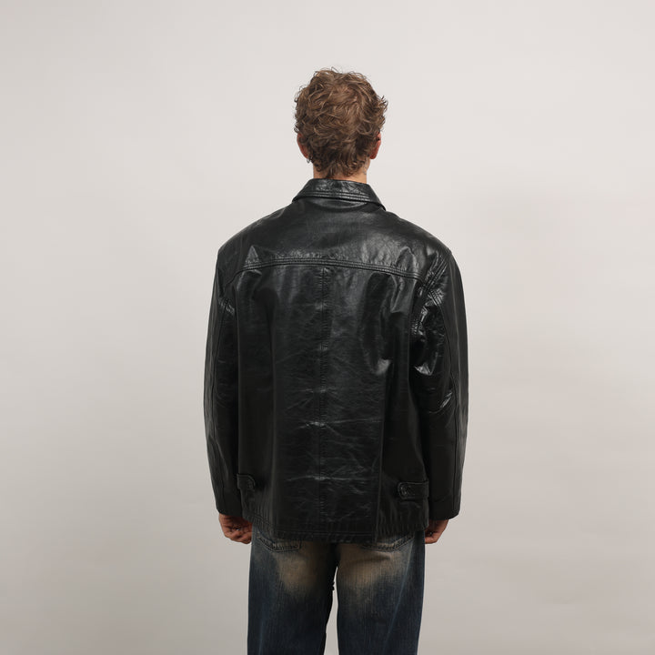 Ciro Citterio Leather Field Jacket - Large Black Leather