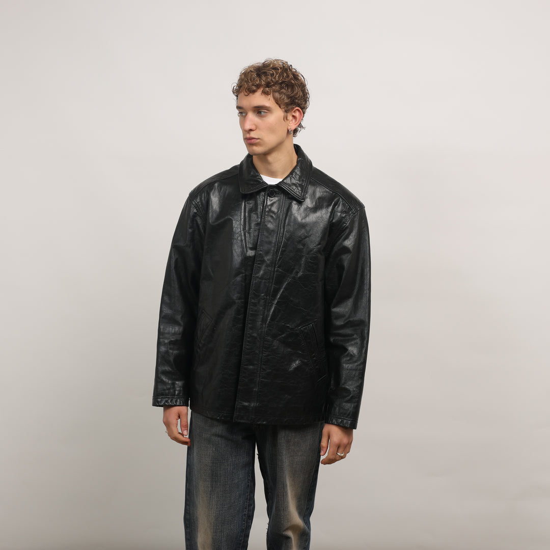Ciro Citterio Leather Field Jacket - Large Black Leather