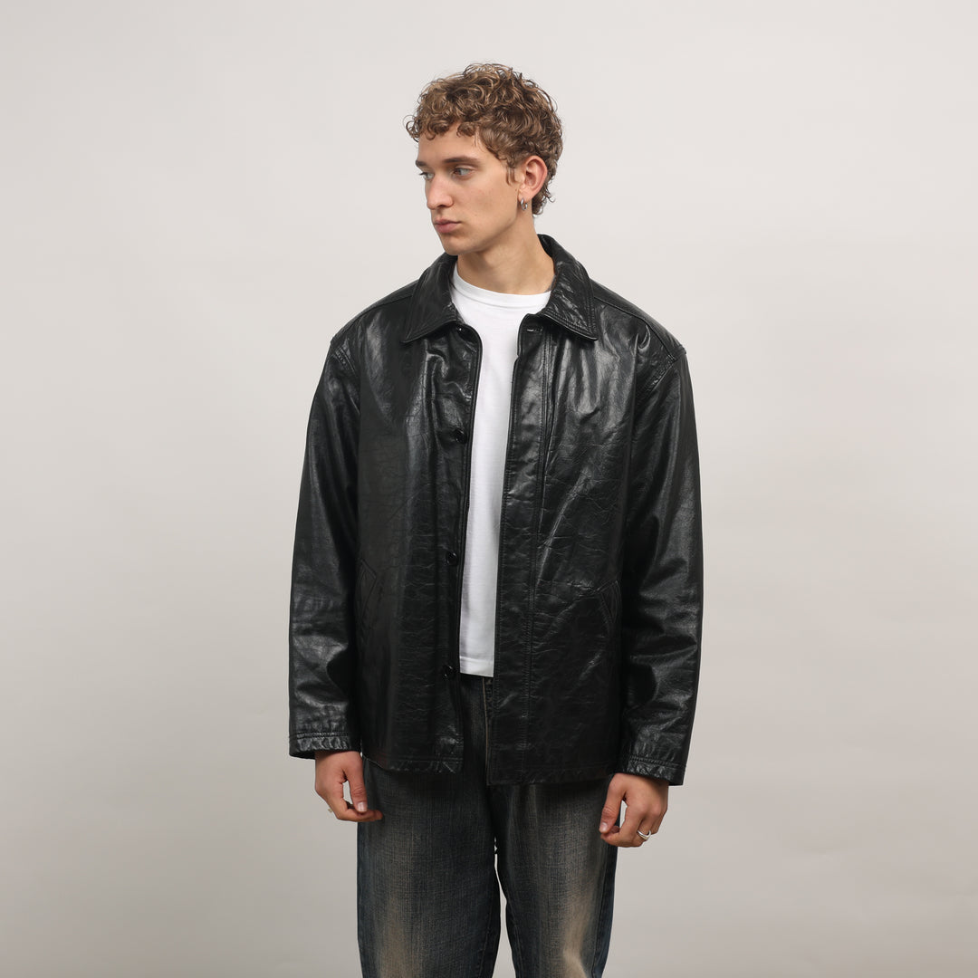 Ciro Citterio Leather Field Jacket - Large Black Leather