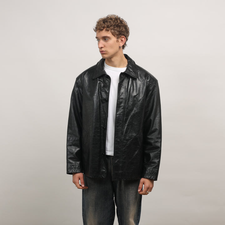 Ciro Citterio Leather Field Jacket - Large Black Leather