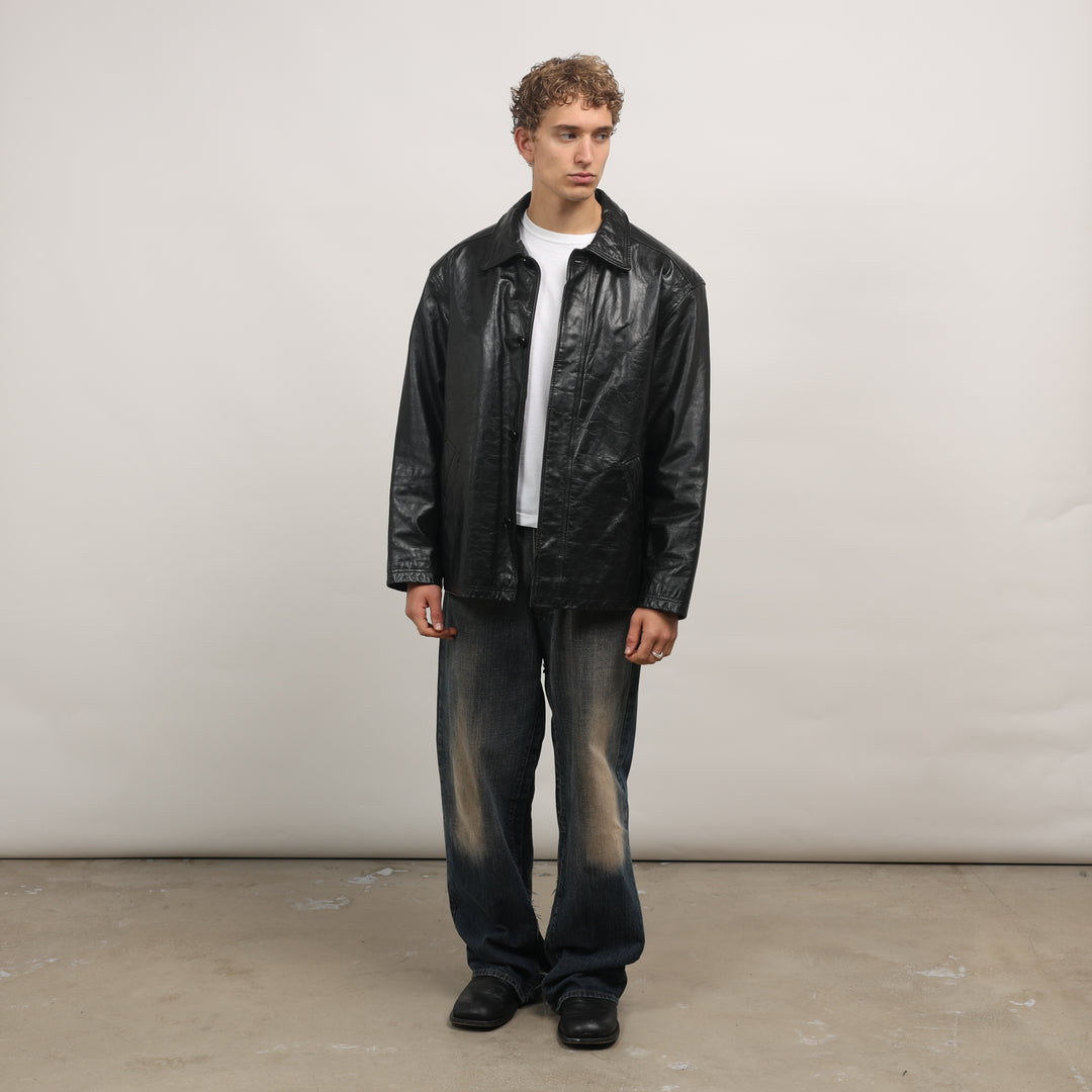 Ciro Citterio Leather Field Jacket - Large Black Leather