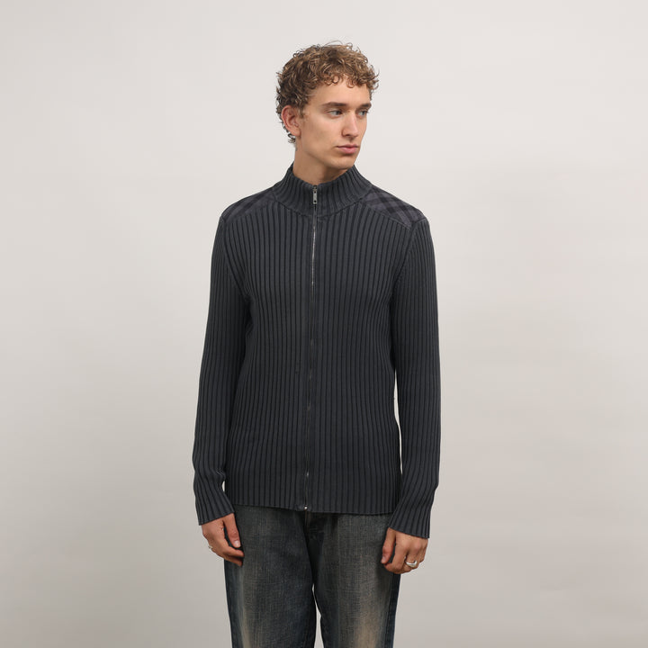 Burberry Full-zip Jumper - Large Navy Blue Cotton Blend