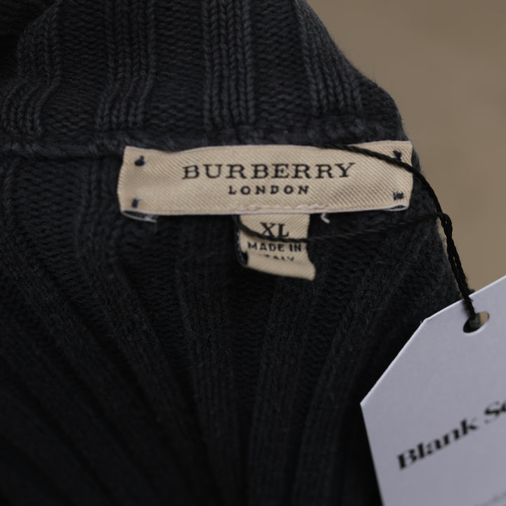 Burberry Full-zip Jumper - Large Navy Blue Cotton Blend