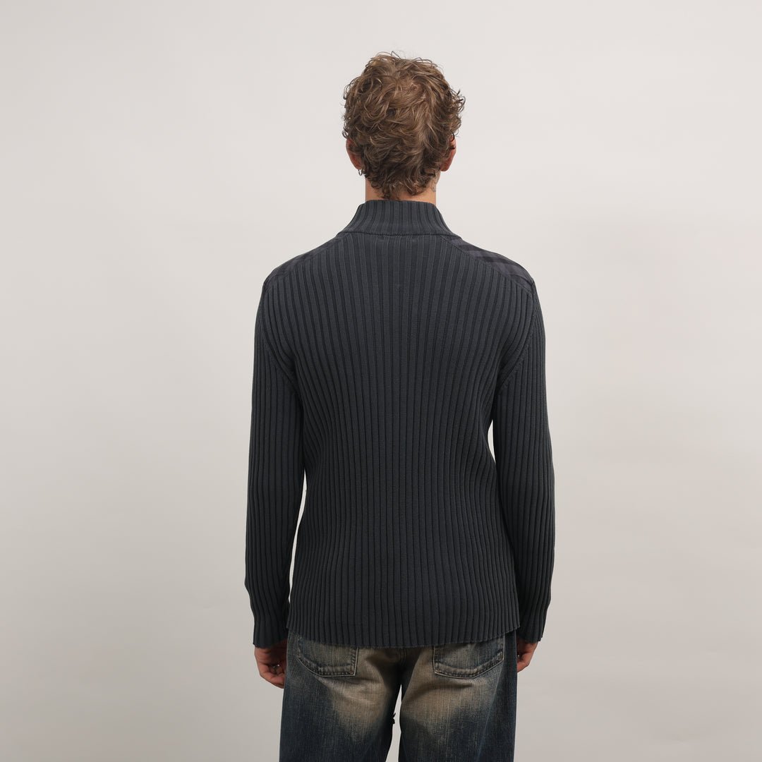 Burberry Full-zip Jumper - Large Navy Blue Cotton Blend