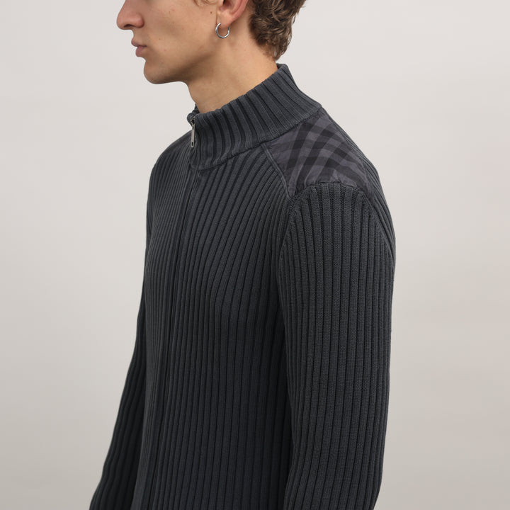 Burberry Full-zip Jumper - Large Navy Blue Cotton Blend