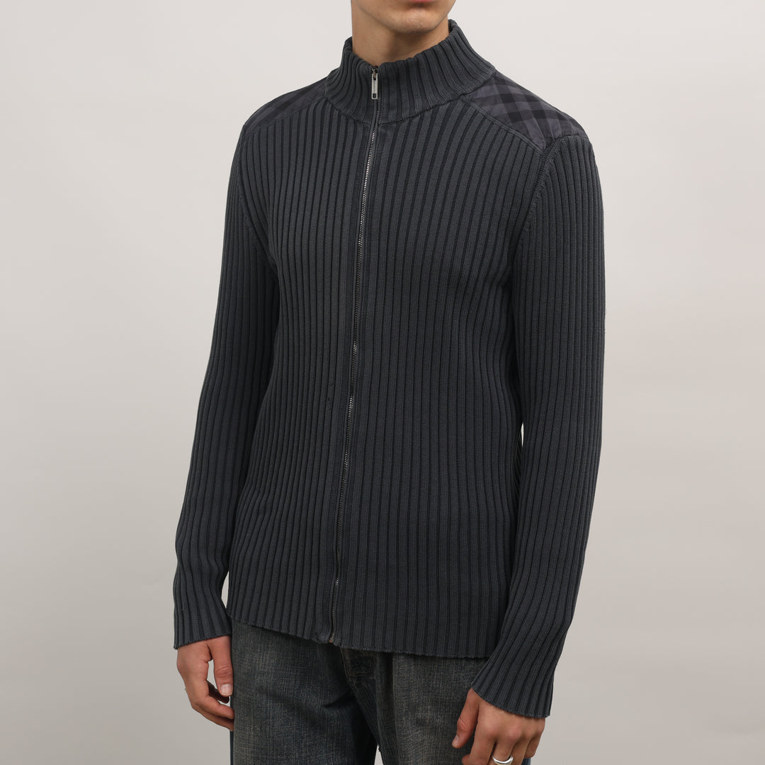 Burberry Full-zip Jumper - Large Navy Blue Cotton Blend